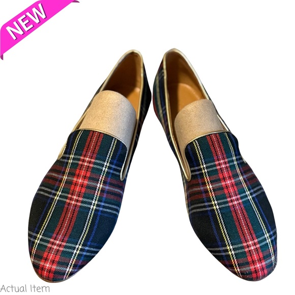 NWT J. Crew Stewart Plaid Tartan Smoking Slippers Loafers Flats Size 8.5 - Picture 4 of 8